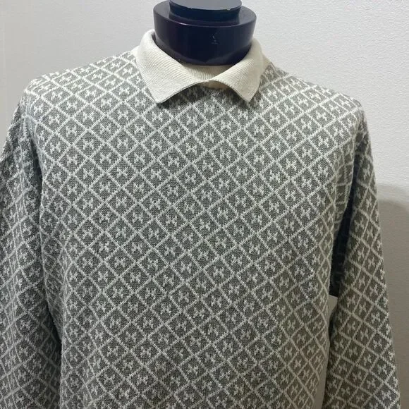 L.L. Bean Men's Pullover Collared SweaterDiamond Pattern Size X Large - Picture 3 of 10